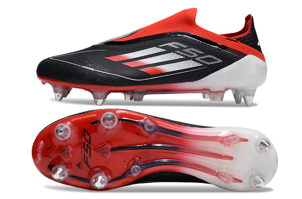 Chuteira Adidas F50 Laceless Preto e Vermelho - Trava Mista