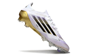 Chuteira Campo Adidas F50+ Elite FG Branca, Preta e Dourada